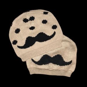 Moustache Beanie Set